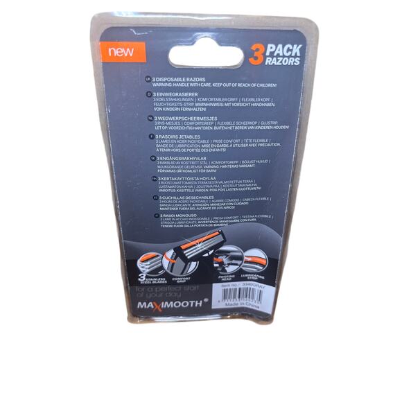 Maximooth Razor 3 Pack Stainless Steel Blade Pivoting Head Lubricating Strip - Picture 5 of 7